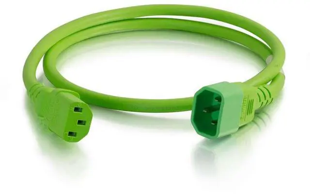 Main image of C2G 17537 14 AWG Power Cord - C14 to C13, Green (3 Feet, 0.91 Meters)
