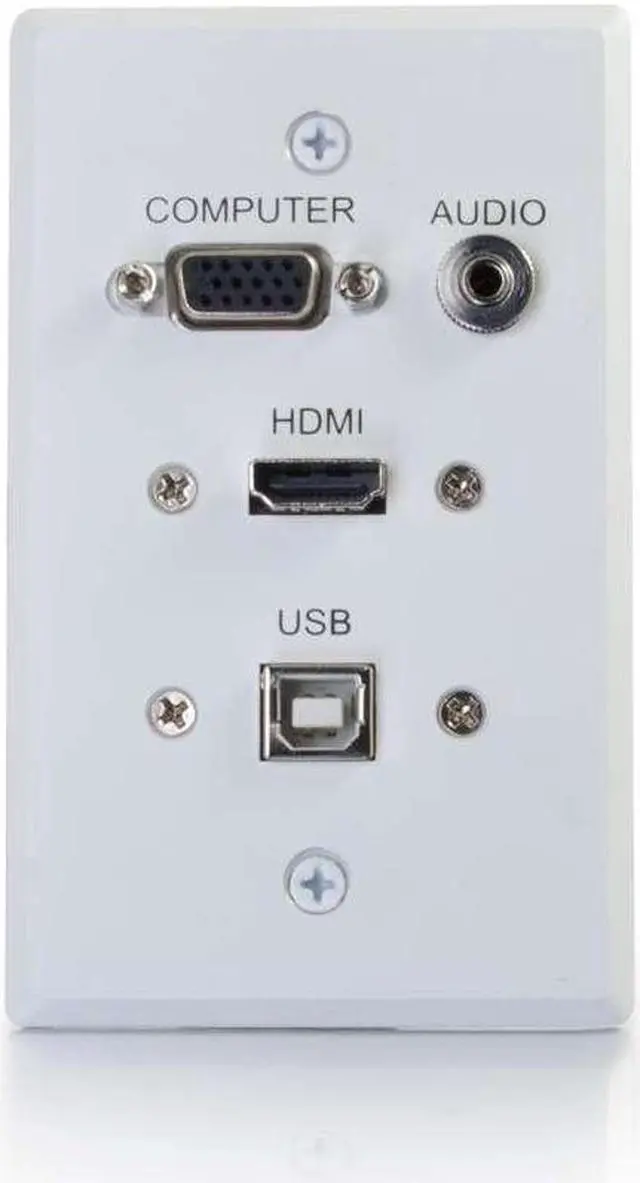 Alt view image 4 of 13 - C2G / Cables To Go 39706 HDMI, VGA, 3.5MM Audio and USB Pass Through Single Gang Wall Plate, White