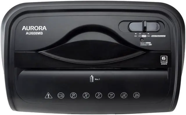 Alt view image 5 of 6 - Aurora AU608MB High-Security 6-Sheet Micro-Cut Paper Credit Card Shredder with 3.5-gallon Wastebasket, 4-Minute Continuous Running Time, Security Level P-4