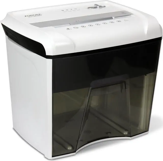 Alt view image 7 of 7 - Aurora AU1285MD Compact Desktop-Style High Security 12-Sheet Micro-Cut Paper and CD/Credit Card/Junk Mail Pullout Basket Shredder, White/ Black