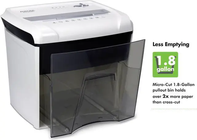 Alt view image 4 of 7 - Aurora AU1285MD Compact Desktop-Style High Security 12-Sheet Micro-Cut Paper and CD/Credit Card/Junk Mail Pullout Basket Shredder, White/ Black