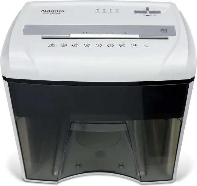 Alt view image 6 of 7 - Aurora AU1285MD Compact Desktop-Style High Security 12-Sheet Micro-Cut Paper and CD/Credit Card/Junk Mail Pullout Basket Shredder, White/ Black