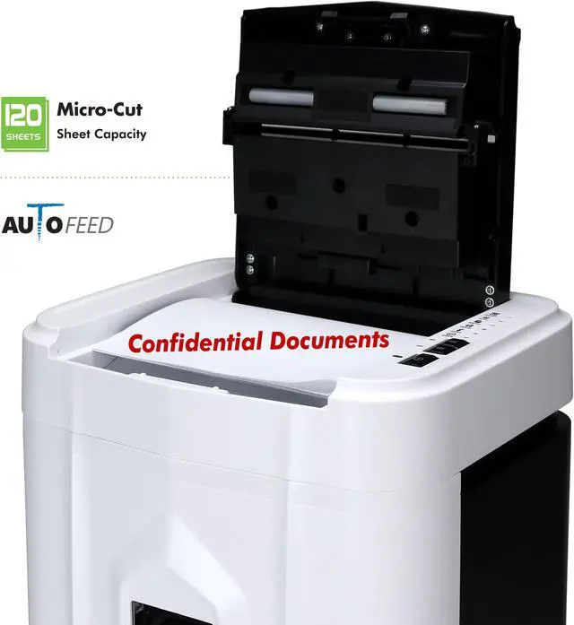 Alt view image 3 of 7 - Aurora AU120MB 120-Sheet Auto Feed High Security Micro-Cut Paper Shredder / 30 Minutes (White/Black)