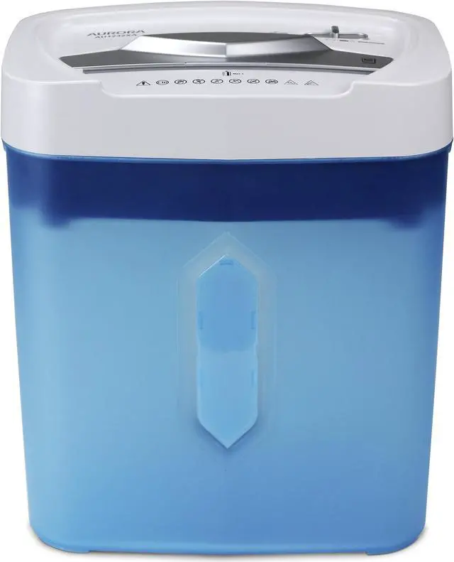 Alt view image 6 of 7 - Aurora AU1232XA Anti-Jam 12-Sheet Crosscut Paper/ Credit Card Shredder with 5.2-gallon Wastebasket (White/ Semi Translucent Blue)