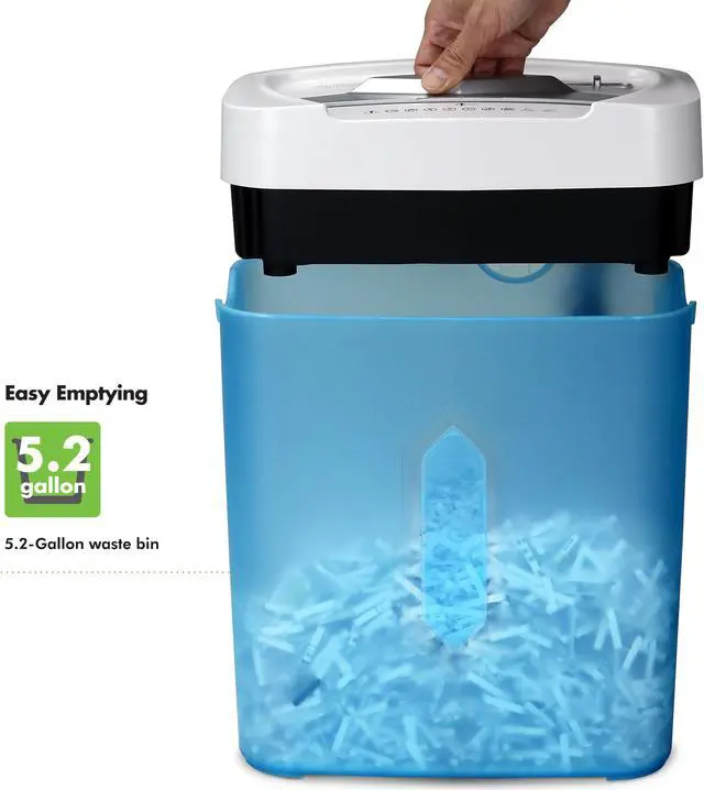 Alt view image 4 of 7 - Aurora AU1232XA Anti-Jam 12-Sheet Crosscut Paper/ Credit Card Shredder with 5.2-gallon Wastebasket (White/ Semi Translucent Blue)