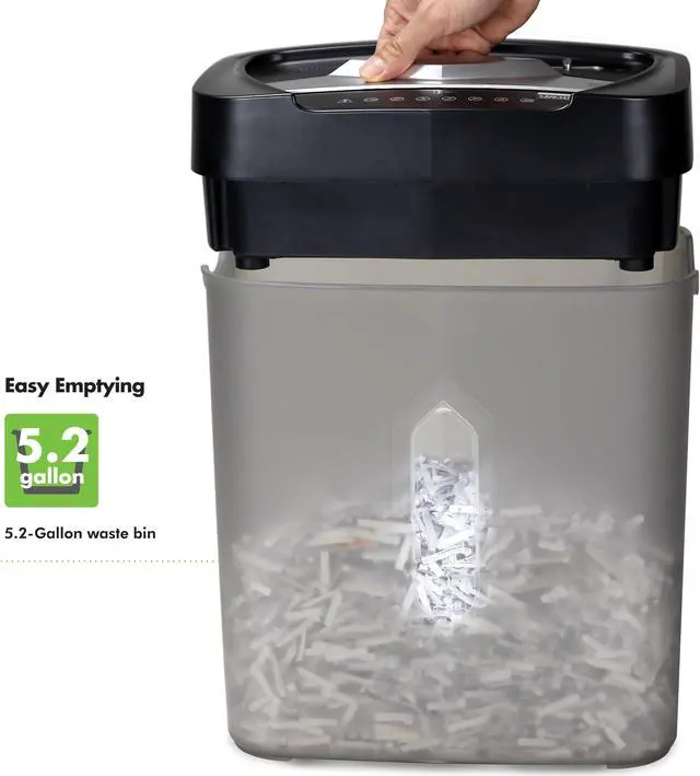 Alt view image 4 of 7 - Aurora AU1232XB Anti-Jam 12-Sheet Crosscut Paper/ Credit Card Shredder with 5.2-gallon Wastebasket (Black/ Semi Translucent Gray)