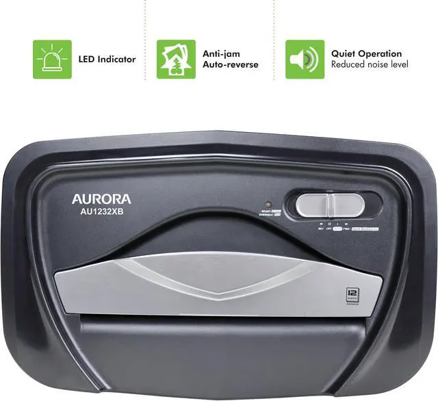 Alt view image 5 of 7 - Aurora AU1232XB Anti-Jam 12-Sheet Crosscut Paper/ Credit Card Shredder with 5.2-gallon Wastebasket (Black/ Semi Translucent Gray)