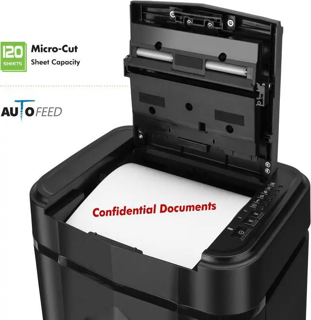Alt view image 3 of 7 - Aurora Professional Grade AU125MA 120-Sheet Auto Feed High-Security Micro-Cut Paper Shredder/60 Minutes/ Security Level P-5