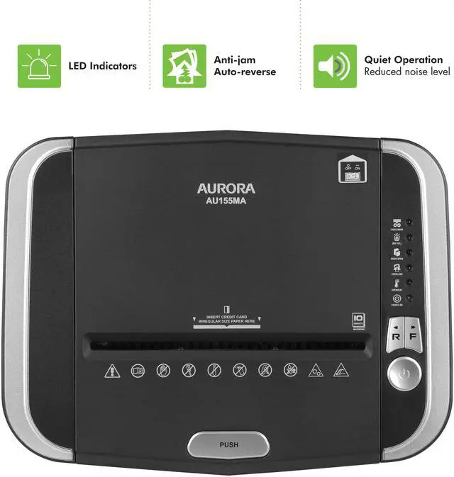 Alt view image 6 of 7 - Aurora Professional Grade 150-Sheet Auto Feed Micro-Cut Paper and Credit Card Shredder with 6.3 Gallon Pullout Basket / 60 Minutes / Security Level P-4