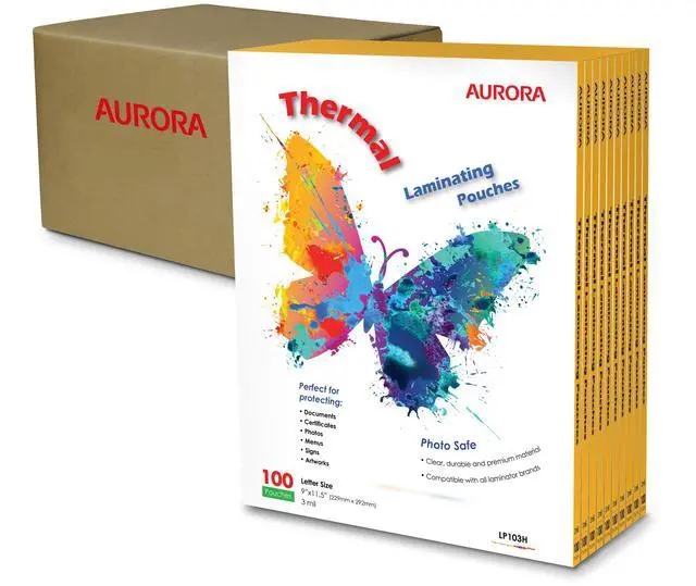 Main image of Aurora 10-Pack (1,000 Sheet), 3 Mil Thermal Laminating Pouches 9 x 11.5 Inches, Letter Size