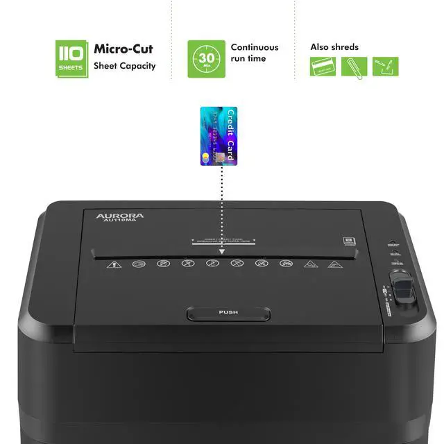 Alt view image 2 of 7 - Aurora AU110MA 110-Sheet Auto Feed Micro-Cut Paper Pullout Basket Shredder