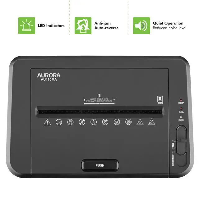 Alt view image 6 of 7 - Aurora AU110MA 110-Sheet Auto Feed Micro-Cut Paper Pullout Basket Shredder