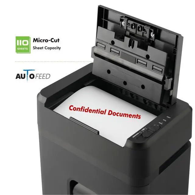 Alt view image 3 of 7 - Aurora AU110MA 110-Sheet Auto Feed Micro-Cut Paper Pullout Basket Shredder