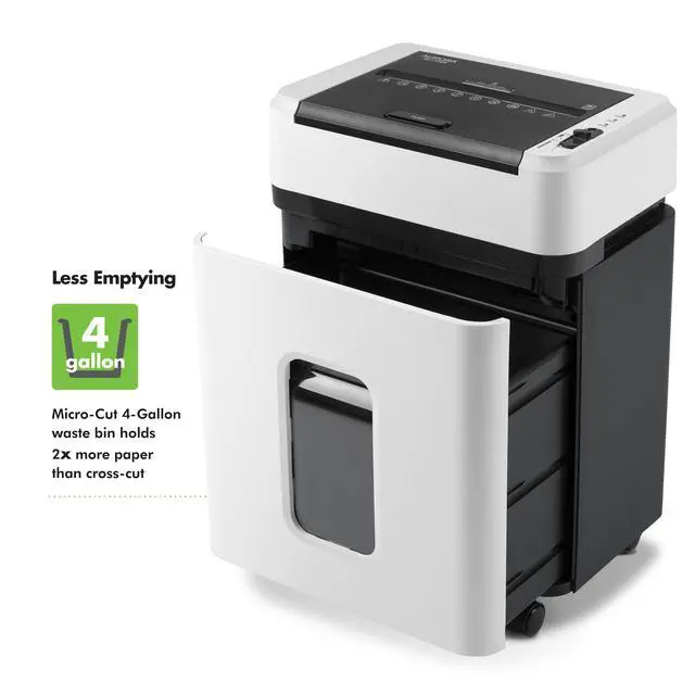 Alt view image 5 of 7 - Aurora AU110MB 110-Sheet Auto Feed Micro-Cut Paper Pullout Basket Shredder (White)