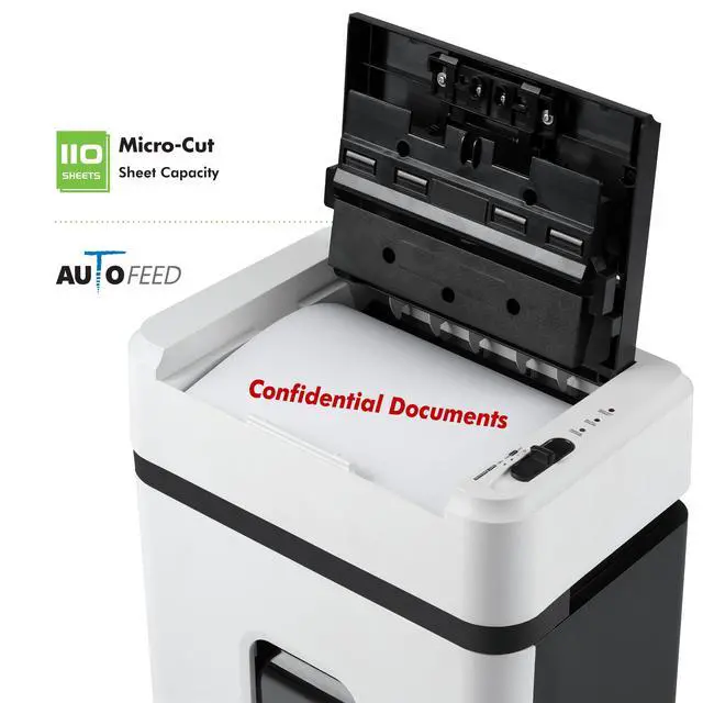 Alt view image 3 of 7 - Aurora AU110MB 110-Sheet Auto Feed Micro-Cut Paper Pullout Basket Shredder (White)