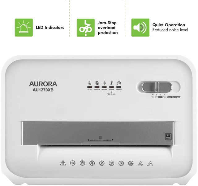 Alt view image 5 of 7 - Aurora AU1270XB Professional Grade 12-Sheet security P-4 Cross-Cut Paper and Credit Card/ 20 Minutes Continuous Run Time Shredder