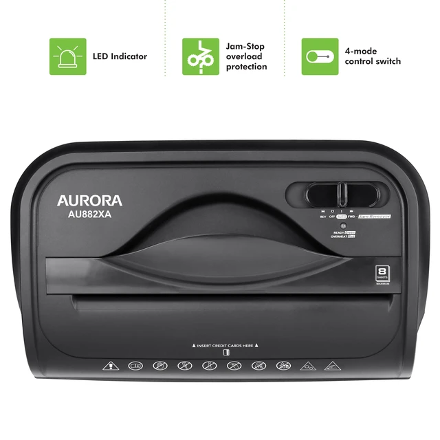Alt view image 5 of 7 - AU882XA Aurora 8-Sheet Crosscut Paper and Credit Card Shredder with Basket
