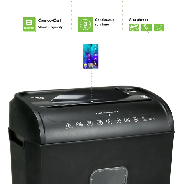 Alt view image 2 of 7 - AU882XA Aurora 8-Sheet Crosscut Paper and Credit Card Shredder with Basket