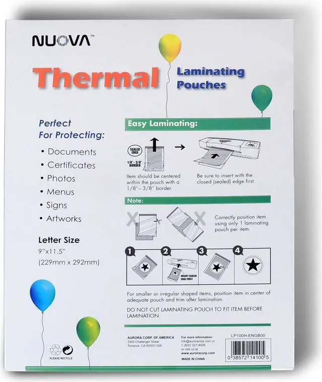 Alt view image 2 of 3 - Nuova Premium Thermal Laminating Pouches 9" X 11.5", Letter Size, 3 mil, 100-Pack