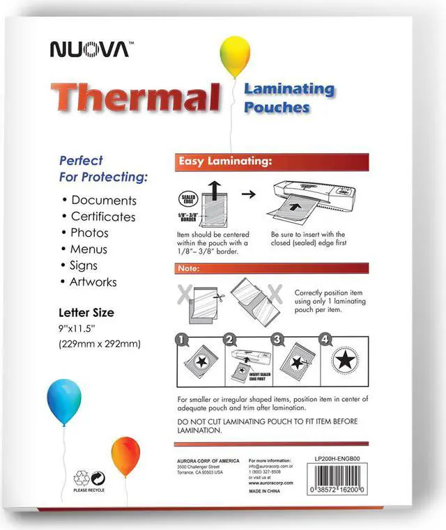 Alt view image 2 of 3 - 200-Pack Nuova Premium Thermal Laminating Pouches 9" X 11.5", Letter Size, 3 mil, 200-Pack