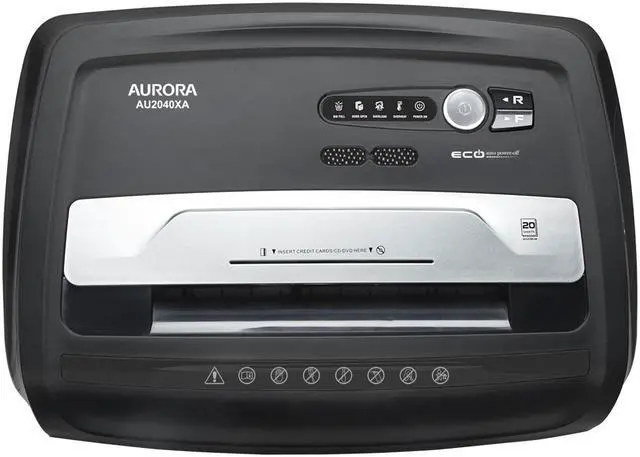 Alt view image 5 of 5 - Aurora AU2040XA Anti-Jam 20-Sheet Crosscut CD/Paper and Credit Card Shredder with 7-gallon pullout basket, 60 Minutes Continuous Run Time