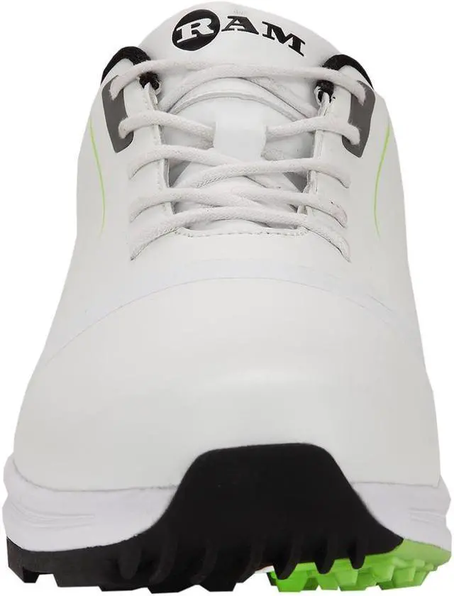 Alt view image 3 of 4 - Ram Golf Player Mens Waterproof Golf Shoes - White / Green 8