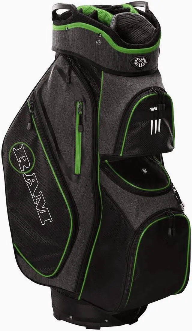 Alt view image 2 of 3 - Ram Golf Tour Cart Bag with 14 Way Dividers Top Black/Neon