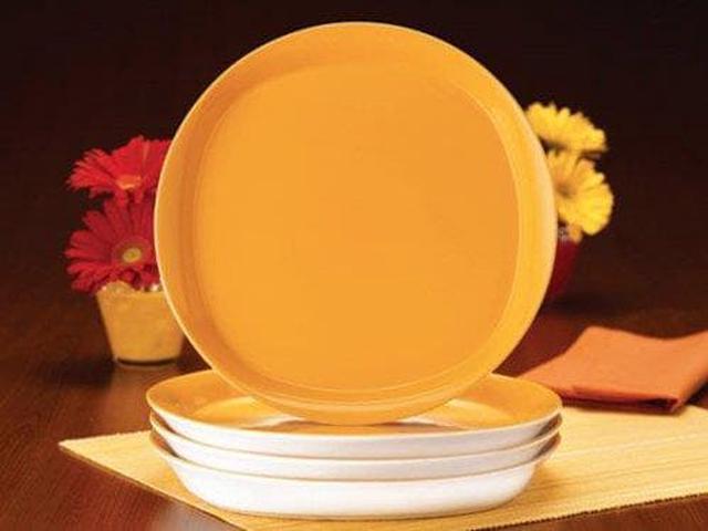 Rachael Ray Set of 4 Round Square Dinner Plates Lemon Zest Newegg