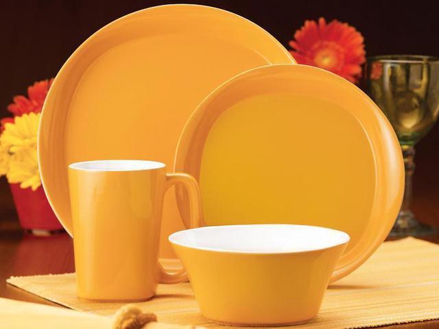 Square yellow outlet dinnerware sets