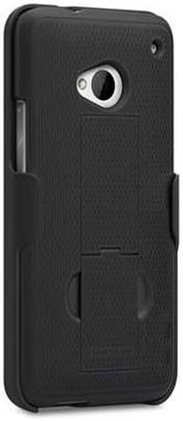Alt view image 2 of 8 - Black PureGear Rugged Belt Clip Shell Holster Combo Kickstand HTC ONE M7