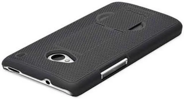 Alt view image 7 of 8 - Black PureGear Rugged Belt Clip Shell Holster Combo Kickstand HTC ONE M7