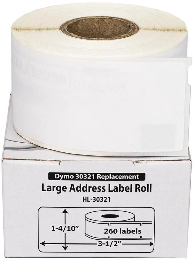 Main image of HOUSELABELS Compatible DYMO 30321 Address Labels (1-4/10" x 3-1/2"), strong permanent adhesive, compatible with DYMO LW 450, 4XL, Rollo & Zebra Desktop Printers, 4 Rolls /1040 Labels
