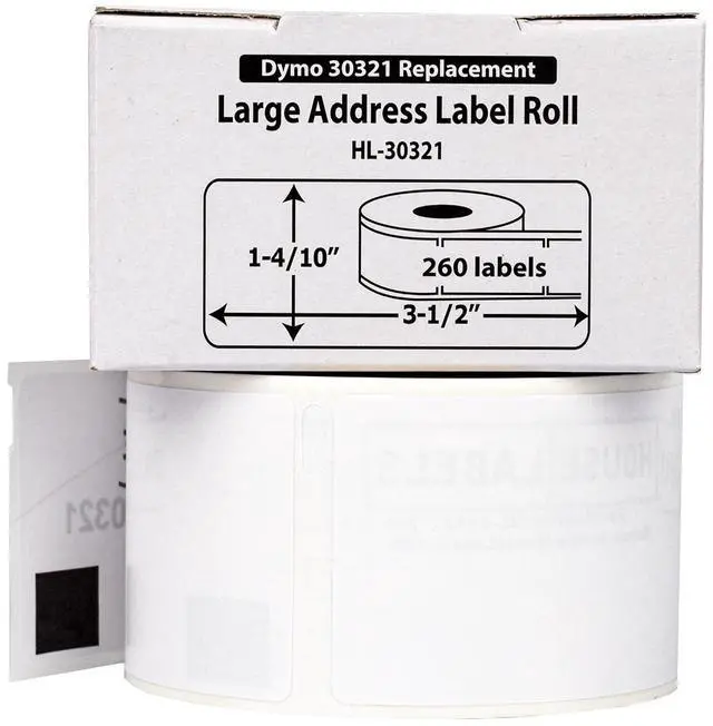 Alt view image 2 of 7 - HOUSELABELS Compatible DYMO 30321 Address Labels (1-4/10" x 3-1/2"), strong permanent adhesive, compatible with DYMO LW 450, 4XL, Rollo & Zebra Desktop Printers, 4 Rolls /1040 Labels