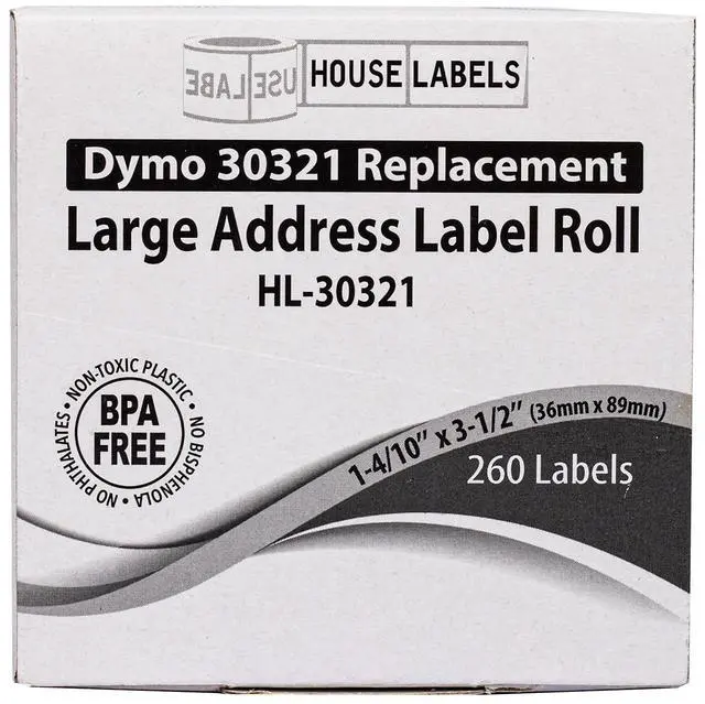 Alt view image 7 of 7 - HOUSELABELS Compatible DYMO 30321 Address Labels (1-4/10" x 3-1/2"), strong permanent adhesive, compatible with DYMO LW 450, 4XL, Rollo & Zebra Desktop Printers, 4 Rolls /1040 Labels