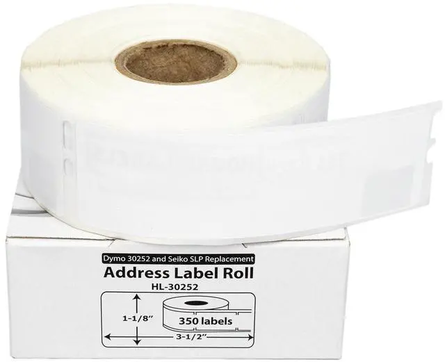 Main image of HOUSELABELS Compatible DYMO 30252 Address Labels (1-1/8" x 3-1/2"), strong permanent adhesive, compatible with DYMO LW 450, 4XL, Rollo & Zebra Desktop Printers, 2 Rolls /700 Labels