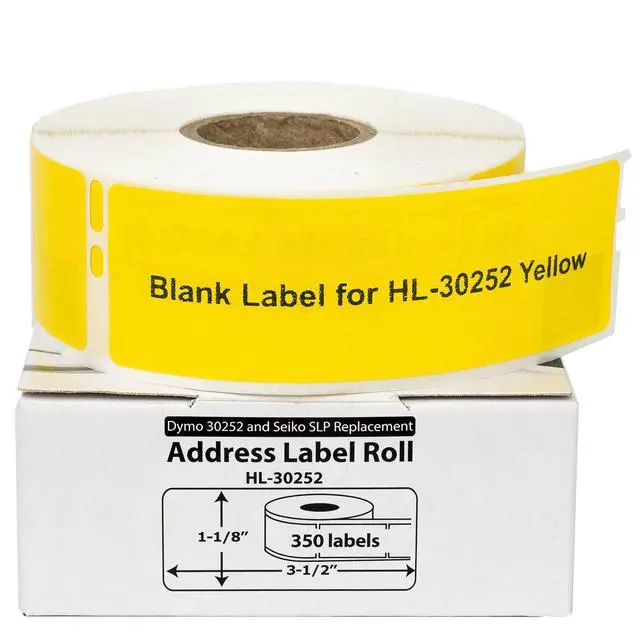 Alt view image 6 of 7 - HOUSELABELS Compatible DYMO 30252 YELLOW Address Labels (1-1/8" x 3-1/2"), strong permanent adhesive, compatible with DYMO LW 450, 4XL, Rollo & Zebra Desktop Printers, 2 Rolls /700 Labels