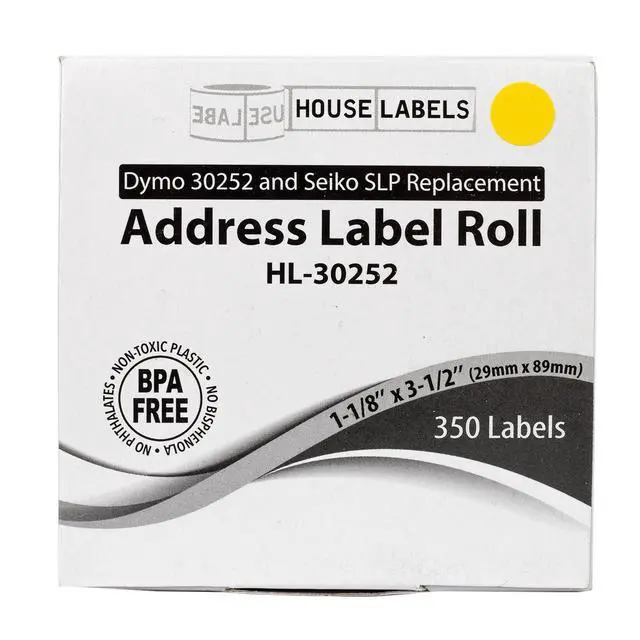 Alt view image 7 of 7 - HOUSELABELS Compatible DYMO 30252 YELLOW Address Labels (1-1/8" x 3-1/2"), strong permanent adhesive, compatible with DYMO LW 450, 4XL, Rollo & Zebra Desktop Printers, 2 Rolls /700 Labels