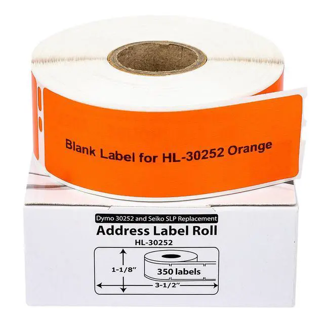 Alt view image 6 of 7 - HOUSELABELS Compatible DYMO 30252 ORANGE Address Labels (1-1/8" x 3-1/2"), strong permanent adhesive, compatible with DYMO LW 450, 4XL, Rollo & Zebra Desktop Printers, 2 Rolls /700 Labels