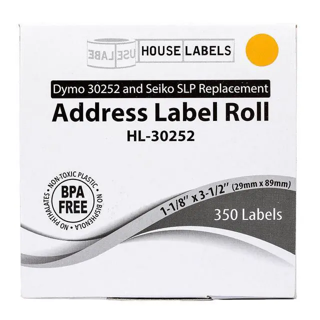 Alt view image 7 of 7 - HOUSELABELS Compatible DYMO 30252 ORANGE Address Labels (1-1/8" x 3-1/2"), strong permanent adhesive, compatible with DYMO LW 450, 4XL, Rollo & Zebra Desktop Printers, 2 Rolls /700 Labels