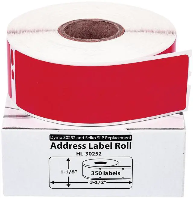 Main image of HOUSELABELS Compatible DYMO 30252 RED Address Labels (1-1/8" x 3-1/2"), strong permanent adhesive, compatible with DYMO LW 450, 4XL, Rollo & Zebra Desktop Printers, 2 Rolls /700 Labels