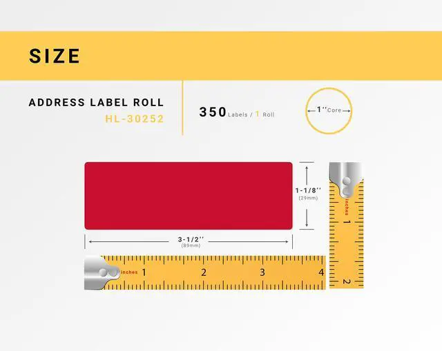 Alt view image 3 of 7 - HOUSELABELS Compatible DYMO 30252 RED Address Labels (1-1/8" x 3-1/2"), strong permanent adhesive, compatible with DYMO LW 450, 4XL, Rollo & Zebra Desktop Printers, 2 Rolls /700 Labels