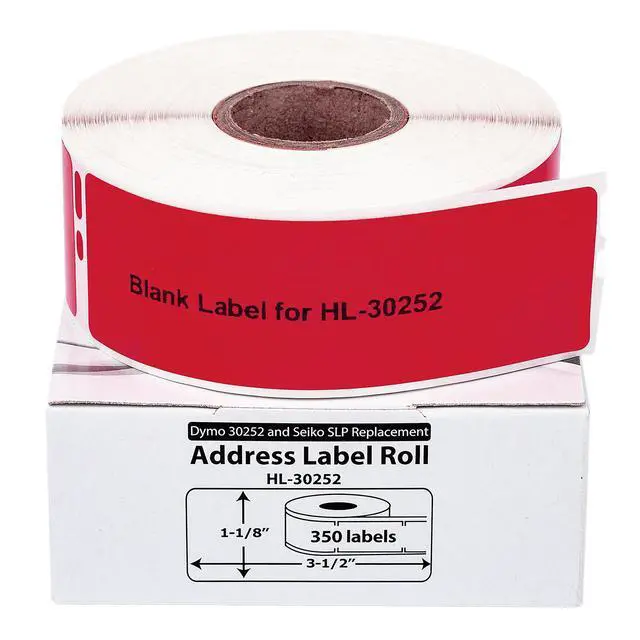 Alt view image 6 of 7 - HOUSELABELS Compatible DYMO 30252 RED Address Labels (1-1/8" x 3-1/2"), strong permanent adhesive, compatible with DYMO LW 450, 4XL, Rollo & Zebra Desktop Printers, 2 Rolls /700 Labels