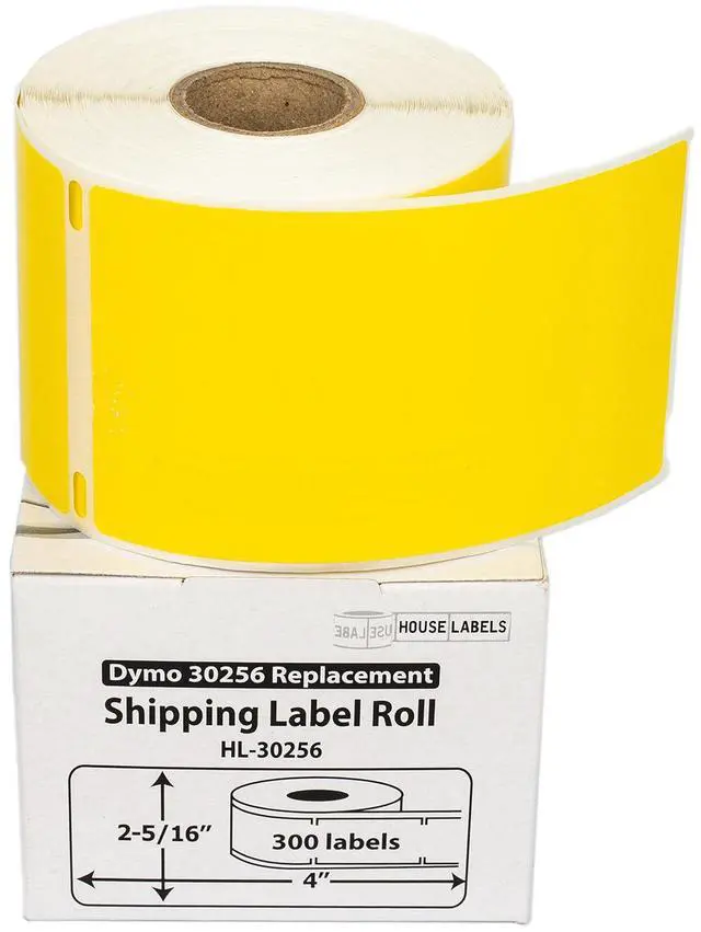 Main image of HOUSELABELS Compatible DYMO 30256 YELLOW Shipping Labels (2-5/16" x 4"), strong permanent adhesive, compatible with DYMO LW 450, 4XL, Rollo & Zebra Desktop Printers, 2 Rolls /600 Labels