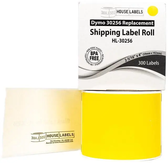 Alt view image 2 of 7 - HOUSELABELS Compatible DYMO 30256 YELLOW Shipping Labels (2-5/16" x 4"), strong permanent adhesive, compatible with DYMO LW 450, 4XL, Rollo & Zebra Desktop Printers, 2 Rolls /600 Labels