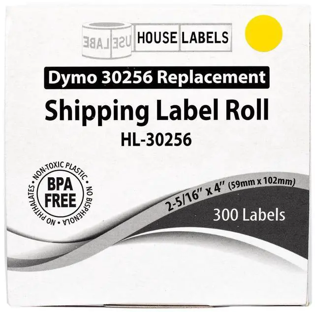 Alt view image 7 of 7 - HOUSELABELS Compatible DYMO 30256 YELLOW Shipping Labels (2-5/16" x 4"), strong permanent adhesive, compatible with DYMO LW 450, 4XL, Rollo & Zebra Desktop Printers, 2 Rolls /600 Labels