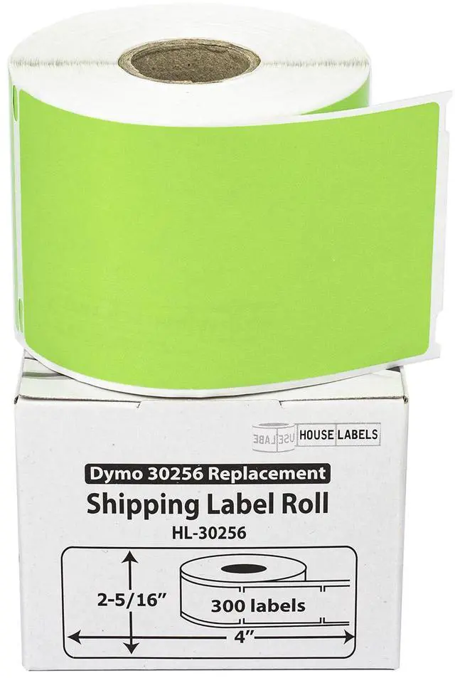 Main image of HOUSELABELS Compatible DYMO 30256 GREEN Shipping Labels (2-5/16" x 4"), strong permanent adhesive, compatible with DYMO LW 450, 4XL, Rollo & Zebra Desktop Printers, 2 Rolls /600 Labels