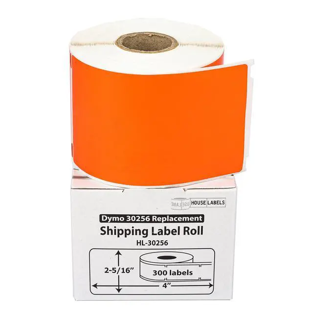 Main image of HOUSELABELS Compatible DYMO 30256 ORANGE Shipping Labels (2-5/16" x 4"), strong permanent adhesive, compatible with DYMO LW 450, 4XL, Rollo & Zebra Desktop Printers, 2 Rolls /600 Labels