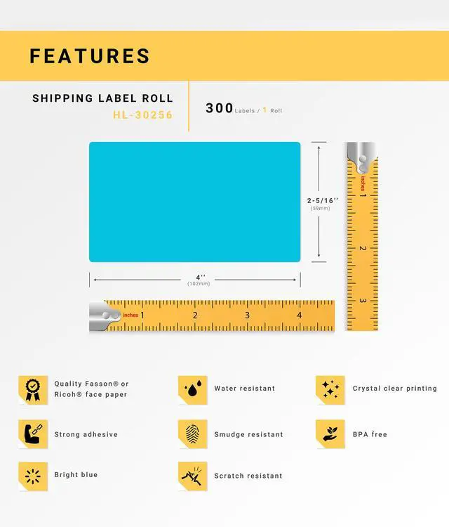 Alt view image 4 of 7 - HOUSELABELS Compatible DYMO 30256 BLUE Shipping Labels (2-5/16" x 4"), strong permanent adhesive, compatible with DYMO LW 450, 4XL, Rollo & Zebra Desktop Printers, 2 Rolls /600 Labels