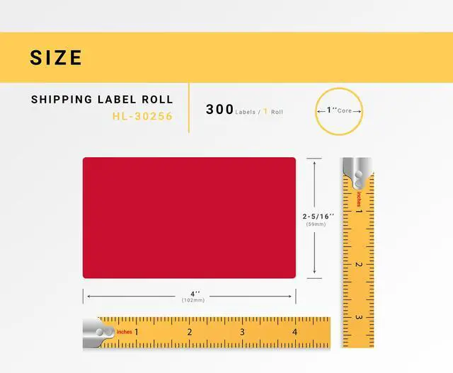 Alt view image 3 of 7 - HOUSELABELS Compatible DYMO 30256 RED Shipping Labels (2-5/16" x 4"), strong permanent adhesive, compatible with DYMO LW 450, 4XL, Rollo & Zebra Desktop Printers, 2 Rolls /600 Labels