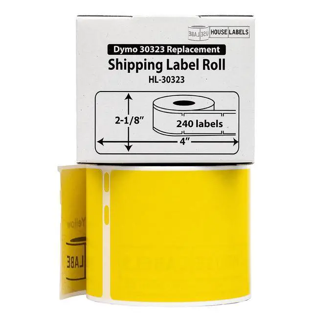 Alt view image 2 of 7 - HOUSELABELS Compatible DYMO 30323 YELLOW Shipping Labels (2-1/8" x 4"), strong permanent adhesive, compatible with DYMO LW 450, 4XL, Rollo & Zebra Desktop Printers, 2 Rolls /480 Labels